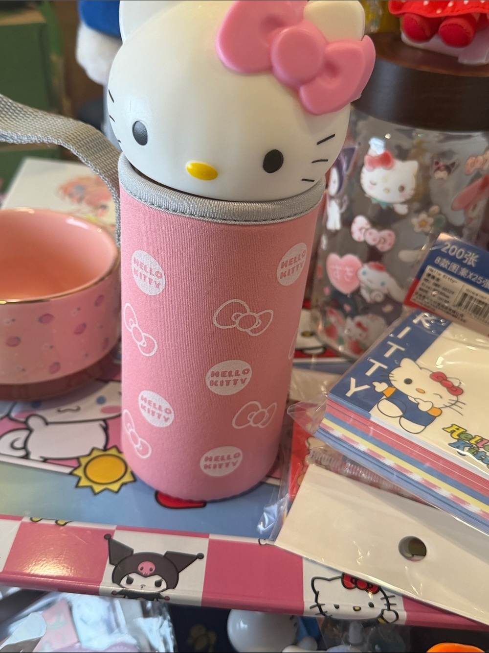 Hello Kitty glass water cup with cozy NEW